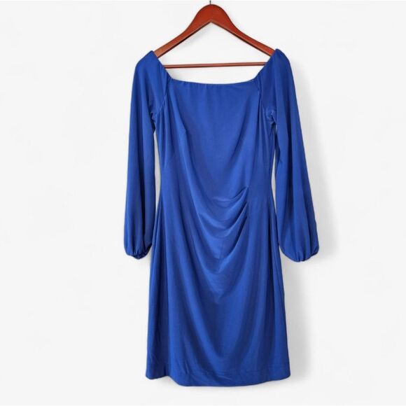 Lauren Ralph Lauren Dresses & Skirts - Lauren Ralph Lauren Square Neck Balloon Sleeve Ruched Dress in Sapphire Blue 6